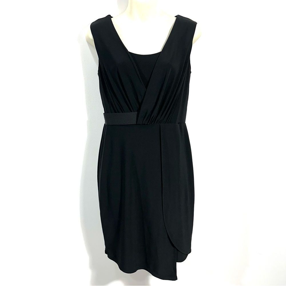 White House Black Market Black Sleeveless Dress Rouched